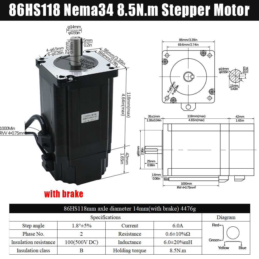 MHCNC Nema34 118mm 8.5Nm Open  - огляд і ціна Robot Arm Motor