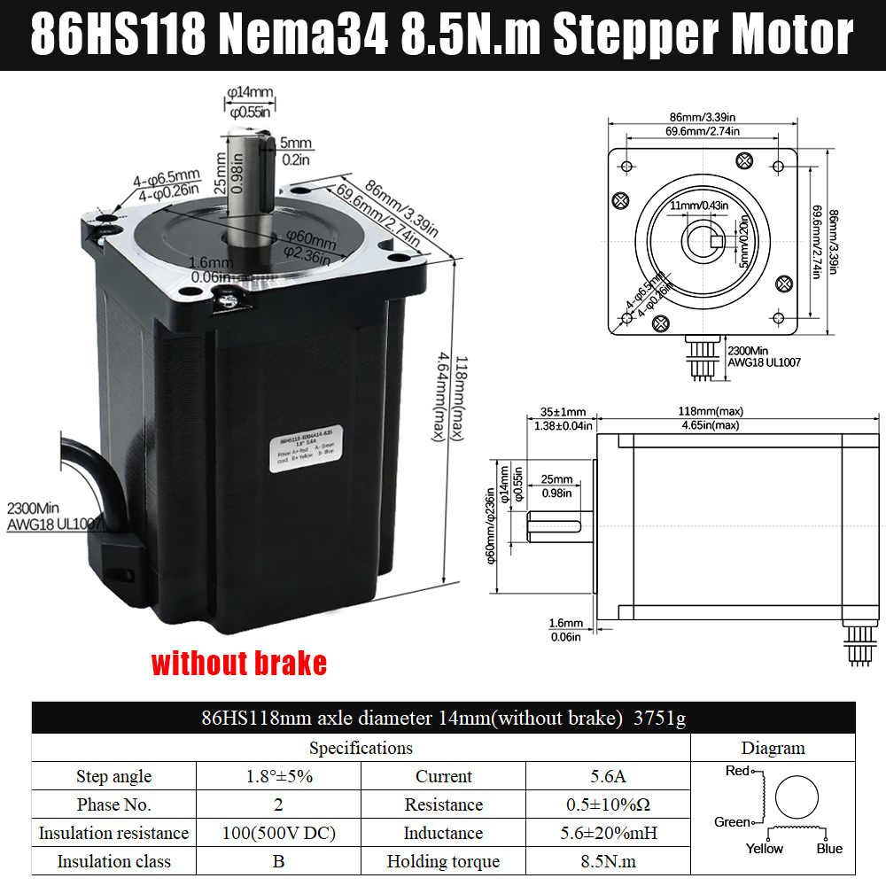 MHCNC Nema34 118mm 8.5Nm Open  - огляд і ціна Robot Arm Motor